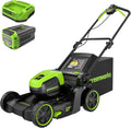 Tondeuse à gazon à gazon sans fil Greenworks 60V 17" sans balais, 2 en 1, mulching/ramassage, batterie 4,0 Ah et chargeur 3 A (autonomie de 40 min)