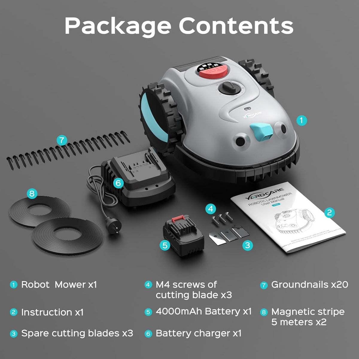 Tondeuse à gazon à gazon robot V100 avec navigation HD Vision, détection intelligente des obstacles, capteurs de collision, hauteur de coupe réglable, fonctionnement silencieux – idéale pour les petites pelouses jusqu'à 1 600 pi².